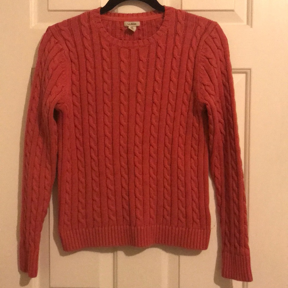 L.L bean pink knit sweater